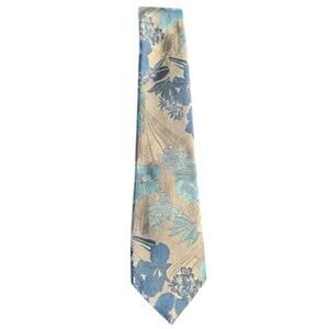 Oscar de la Renta Studio Men's Neck Tie Blue Floral Pattern Vintage Classic